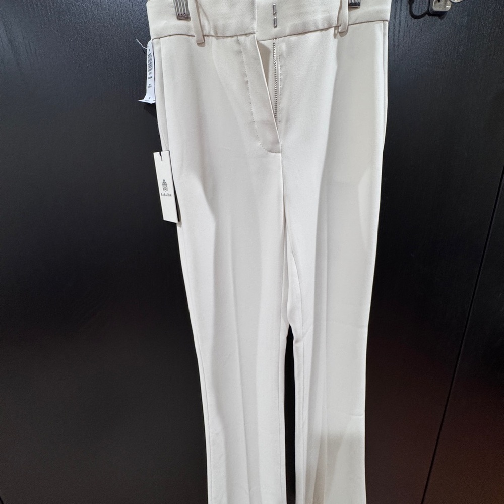 Aritzia Cream Straight-Leg Dress Pants